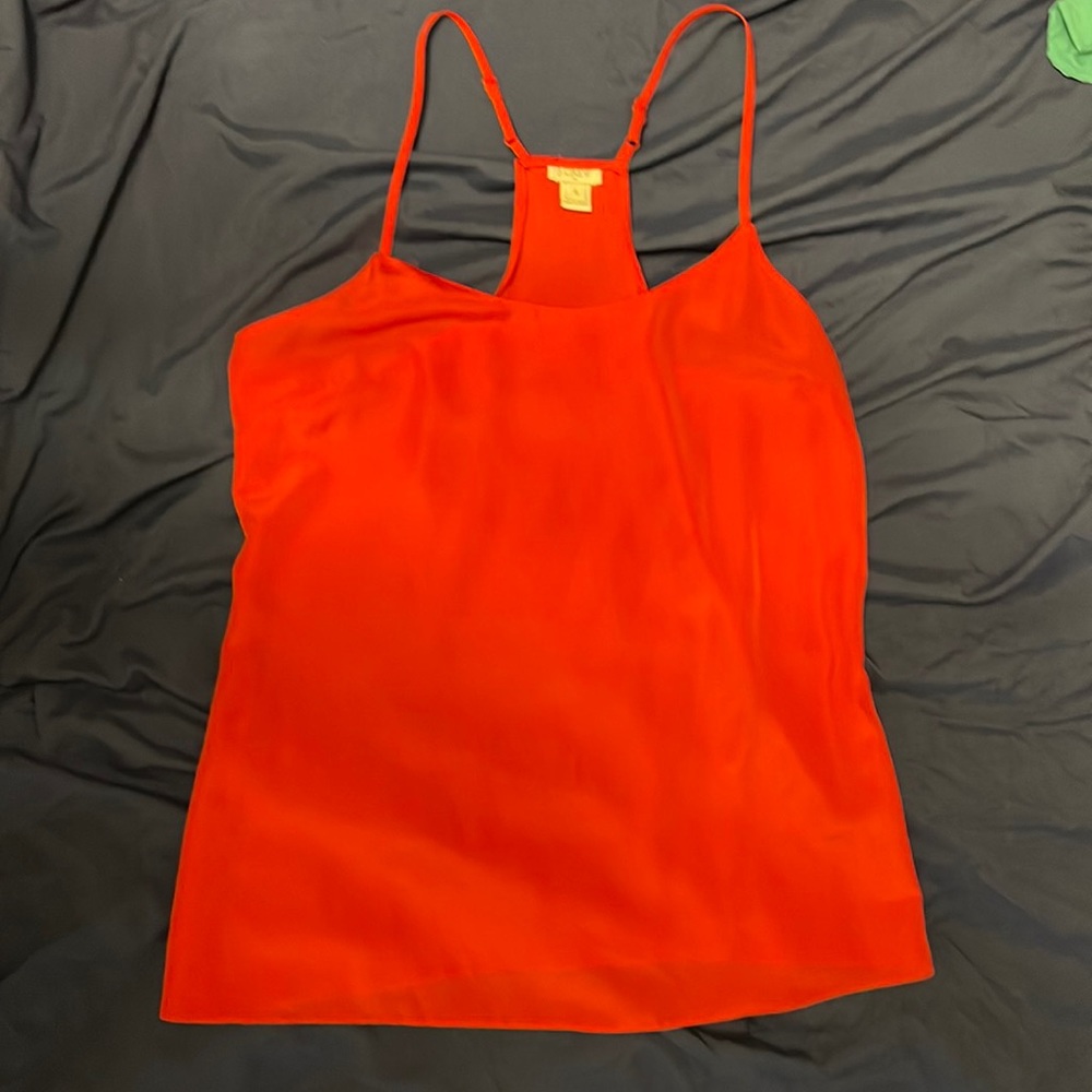 J Crew Women Size 4 Red Polyester Spaghetti Strap Top
